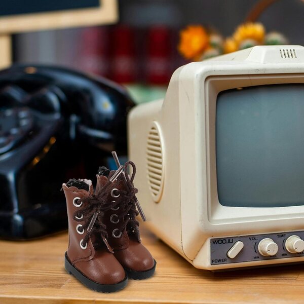 VICASKY Mini braune Schuhe für Puppen – 2 Stück Schuhe für BJD Puppen 5,5 x 4,7 cm