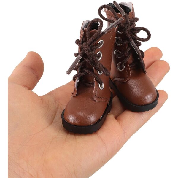 VICASKY Mini braune Schuhe für Puppen – 2 Stück Schuhe für BJD Puppen 5,5 x 4,7 cm