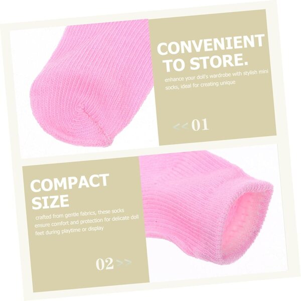 Set mit 6 Paar bunten Mini-Socken für Puppen, elegante und bequeme Accessoires