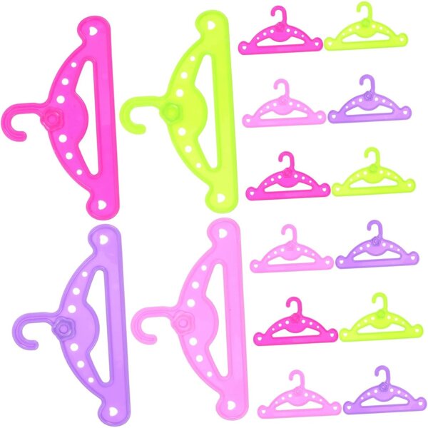 VICASKY 16 Mini Cintres Colorati in Plastica per Vestiti di Bambole – Organizzatore Robusto e Divertente