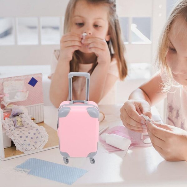 HEMOTON 2-teiliger Spielzeugkoffer für Puppen, farbenfrohe und realistische Mini-Rollkoffer