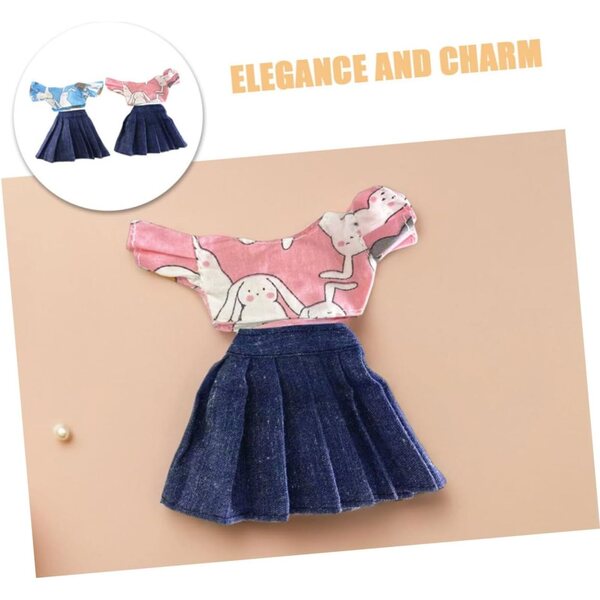 Gatuida 2 Sets Sommerkleidung für Puppen mit bedrucktem Oberteil und Accessoires – elegante und weiche Outfits
