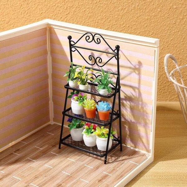 Toyvian Scaffale Nero 1:12 in Ferro per Casa delle Bambole e Mini Giardino