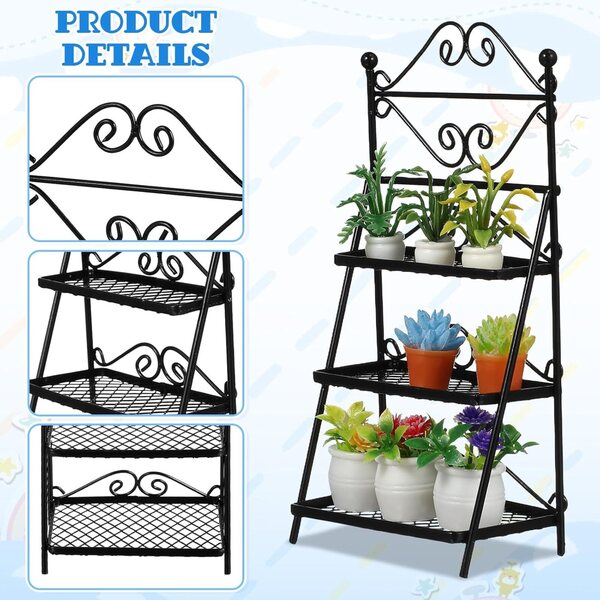 Toyvian Scaffale Nero 1:12 in Ferro per Casa delle Bambole e Mini Giardino