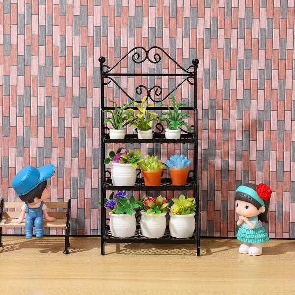 Toyvian Scaffale Nero 1:12 in Ferro per Casa delle Bambole e Mini Giardino