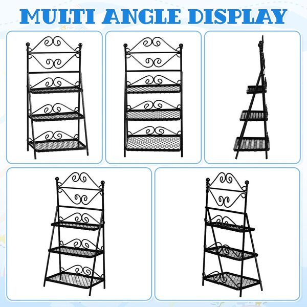 Toyvian Scaffale Nero 1:12 in Ferro per Casa delle Bambole e Mini Giardino