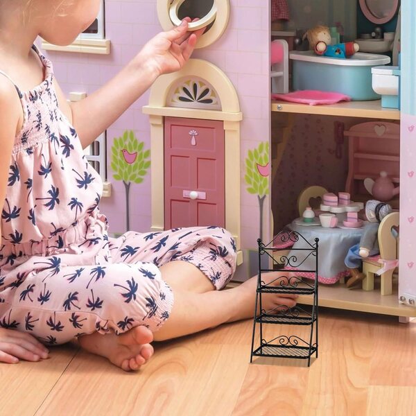 Toyvian Scaffale Nero 1:12 in Ferro per Casa delle Bambole e Mini Giardino