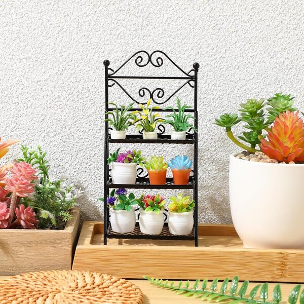 Toyvian Scaffale Nero 1:12 in Ferro per Casa delle Bambole e Mini Giardino