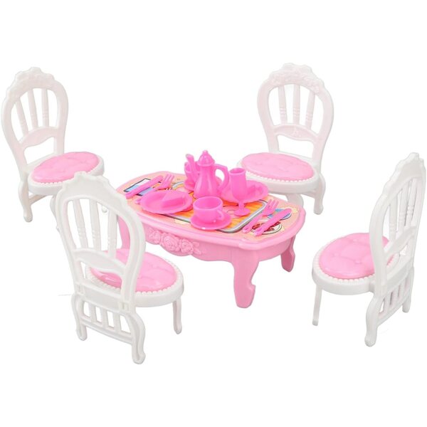 Yctze Set Miniatura Tavolo e Sedie per Casa delle Bambole 1:16 con Stoviglie Colorate