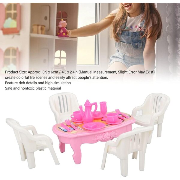 Yctze Set Miniatura Sedie e Tavolo da Pranzo 1:16 per Casa delle Bambole con Stoviglie