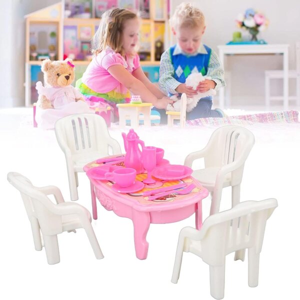 Yctze Set Miniatura Sedie e Tavolo da Pranzo 1:16 per Casa delle Bambole con Stoviglie