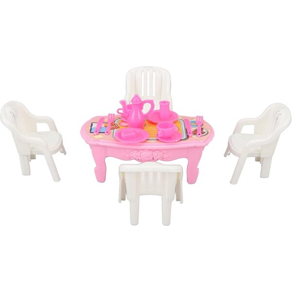 Yctze Set Miniatura Sedie e Tavolo da Pranzo 1:16 per Casa delle Bambole con Stoviglie