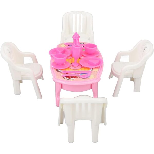 Yctze Set Miniatura Sedie e Tavolo da Pranzo 1:16 per Casa delle Bambole con Stoviglie
