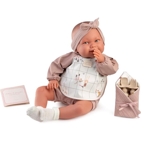 Wiedergeborene Martina-Puppen mit Goûter-Set und Familienbuch, realistische Puppe für Kinder