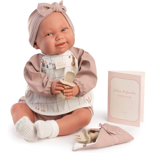 Wiedergeborene Martina-Puppen mit Goûter-Set und Familienbuch, realistische Puppe für Kinder