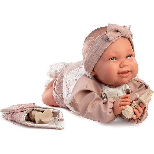 Wiedergeborene Martina-Puppen mit Goûter-Set und Familienbuch, realistische Puppe für Kinder