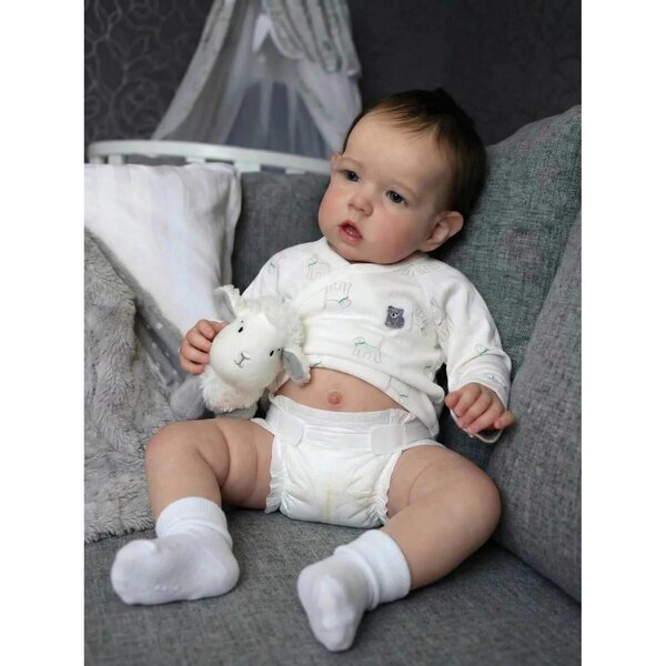Zero Pam Reborn Baby Boy Doll 50 cm Realistische Silikonpuppe mit authentischen Haaren und Details