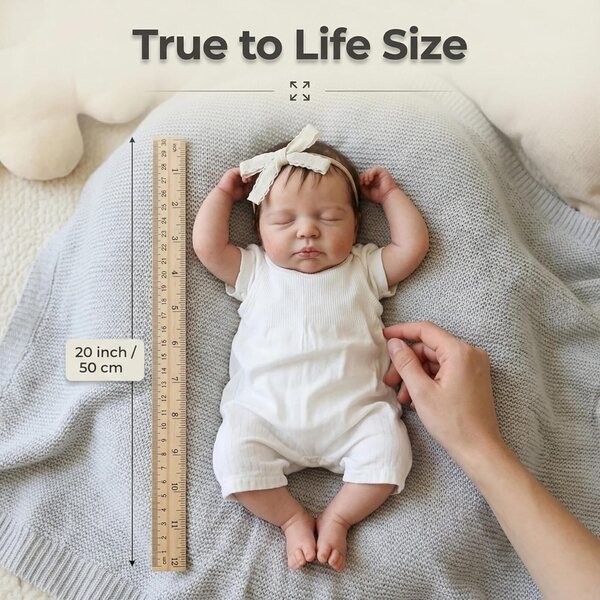 Reborn-Babypuppe aus Silikon, 50 cm, realistisch, mit Neugeborenen-Zubehör