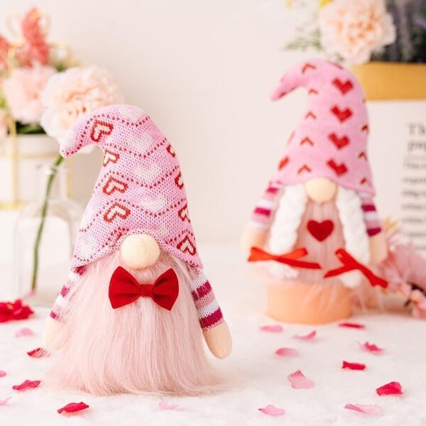 Pupazzo senza volto rosa 22 cm con cuore - decorazione romantica per San Valentino e matrimoni
