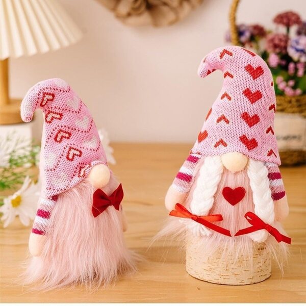 Pupazzo senza volto rosa 22 cm con cuore - decorazione romantica per San Valentino e matrimoni