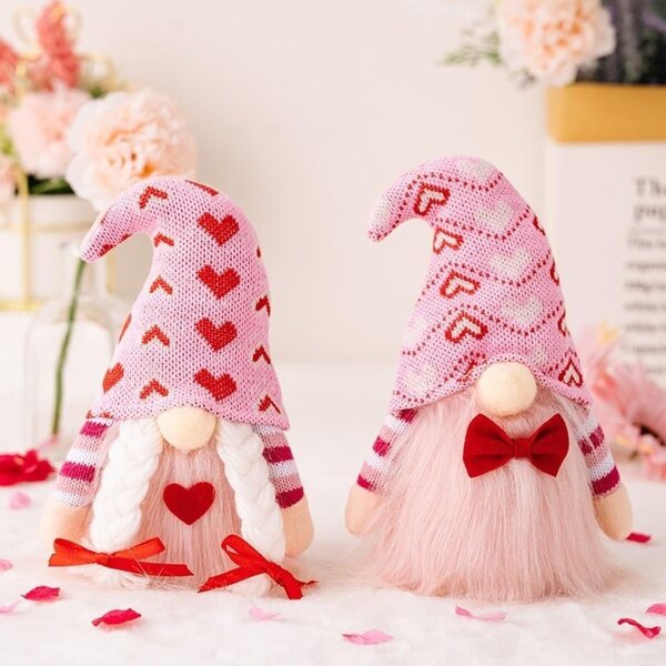 Pupazzo senza volto rosa 22 cm con cuore - decorazione romantica per San Valentino e matrimoni