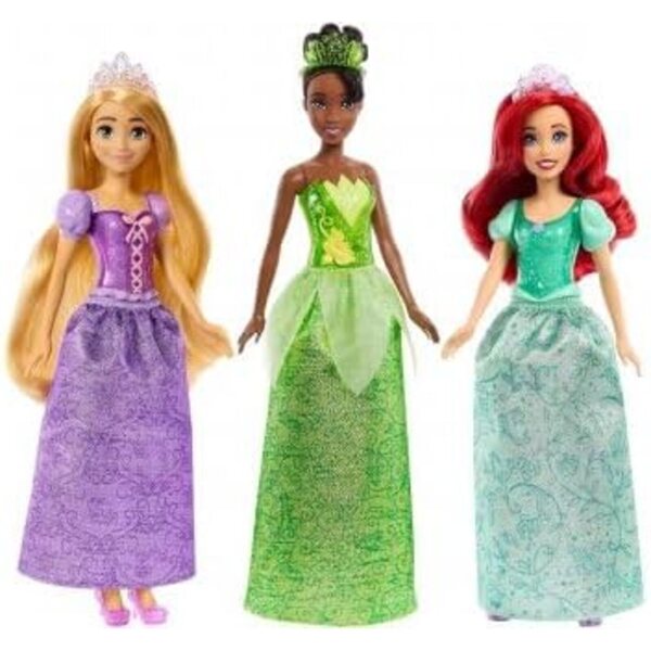 Set mit 3 Disney-Prinzessinnenpuppen Ariel, Tiana und Rapunzel mit Zubehör und Malszenarien