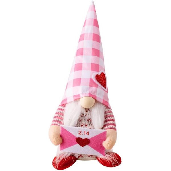 Mekana pletena lutka patuljak za Valentinovo 28 cm, svečani ukrasni poklon