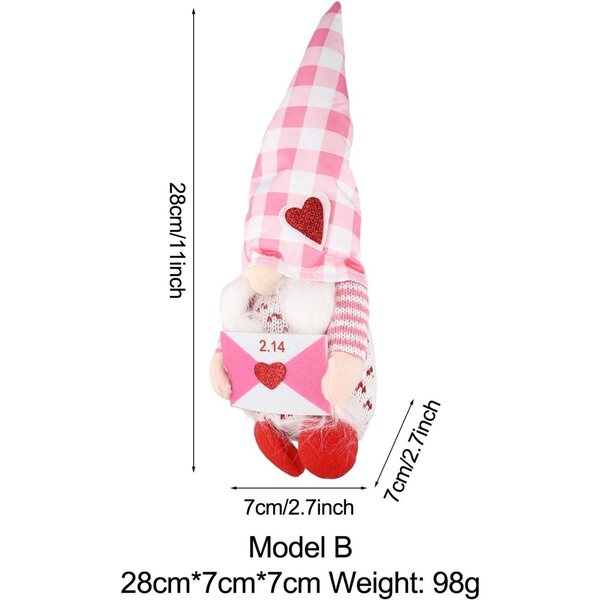 Morbida bambola nana di San Valentino 28 cm lavorata a maglia, regalo decorativo festivo