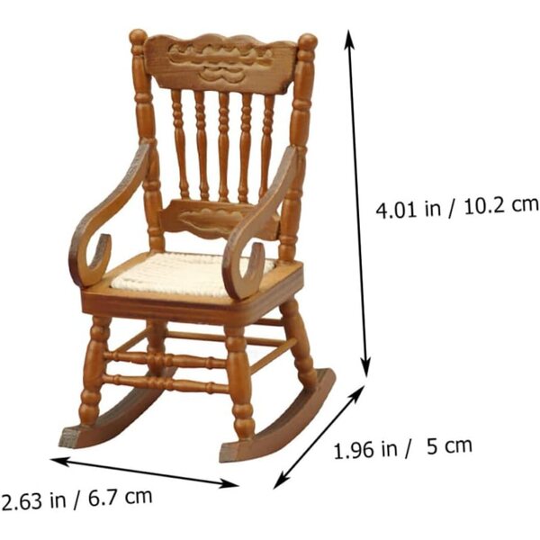 Mini Vintage Brauner Holzstuhl für Puppenhaus und Dekorationen