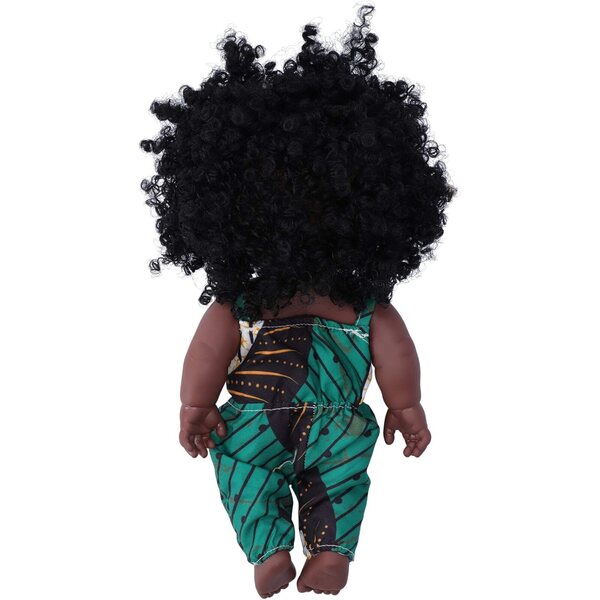 Afrikanische Vinyl-Babypuppe, 30 cm, schwarzes Mädchen mit lockigem Haar, Kinderspielzeug