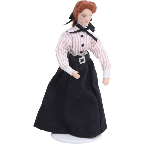 Keramikpuppe Frau mit langem Kleid und beweglichen Gelenken, 15,3 cm