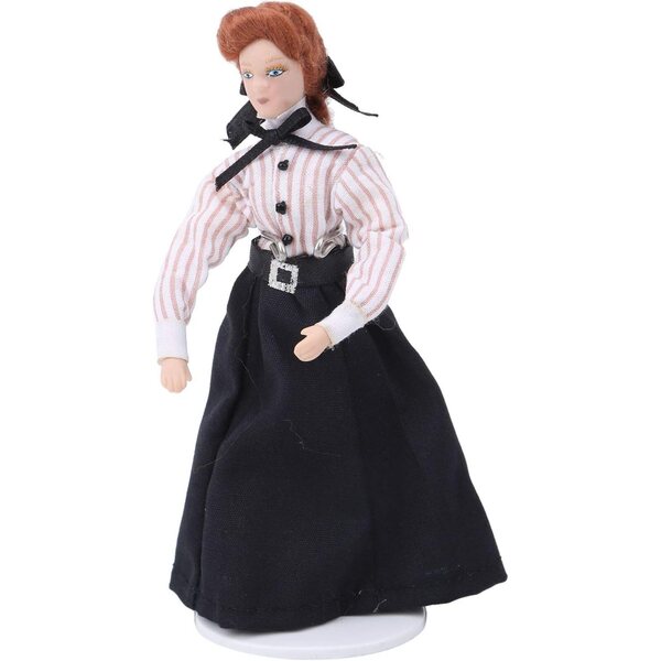 Keramikpuppe Frau mit langem Kleid und beweglichen Gelenken, 15,3 cm