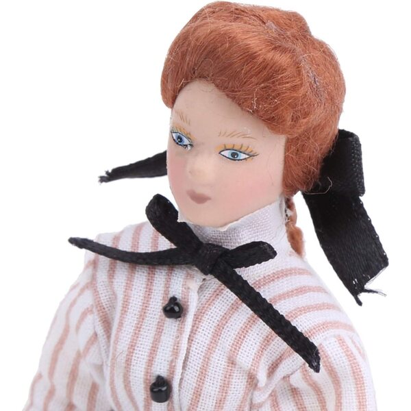 Keramikpuppe Frau mit langem Kleid und beweglichen Gelenken, 15,3 cm