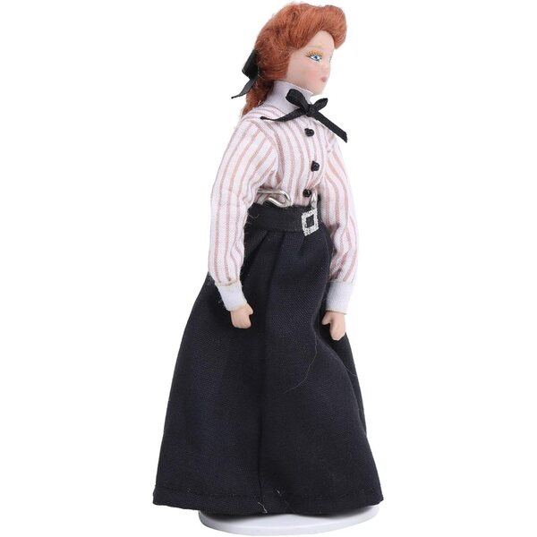 Keramikpuppe Frau mit langem Kleid und beweglichen Gelenken, 15,3 cm