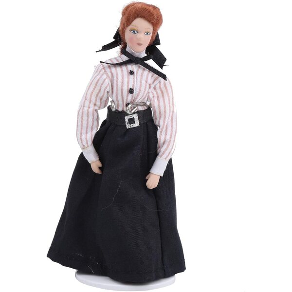 Keramikpuppe Frau mit langem Kleid und beweglichen Gelenken, 15,3 cm