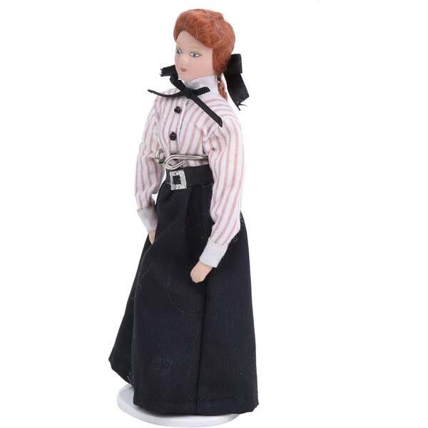 Keramikpuppe Frau mit langem Kleid und beweglichen Gelenken, 15,3 cm