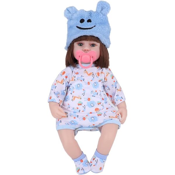 Wiedergeborene Vinylpuppe 42 cm mit Kleidung, Schnuller und Windeln, realistisch und weich