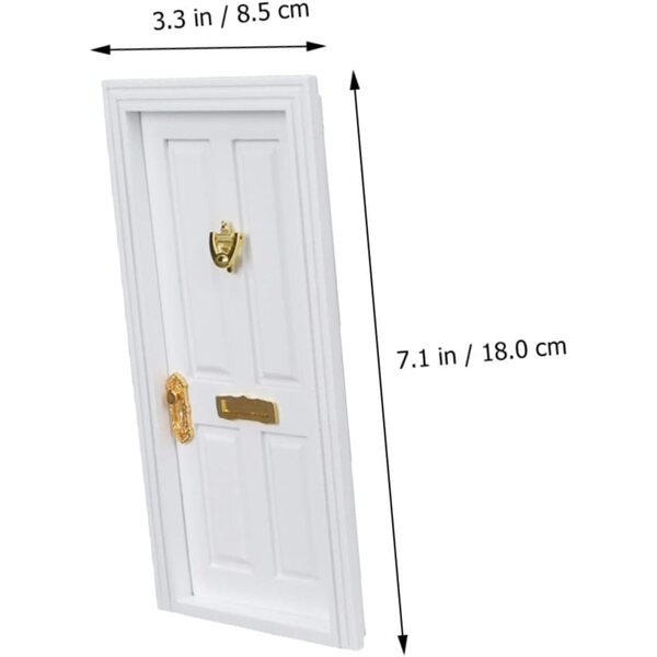 Mini Porta in Legno Naturale Bianca per Casa delle Bambole e Modellismo 18x8,5 cm
