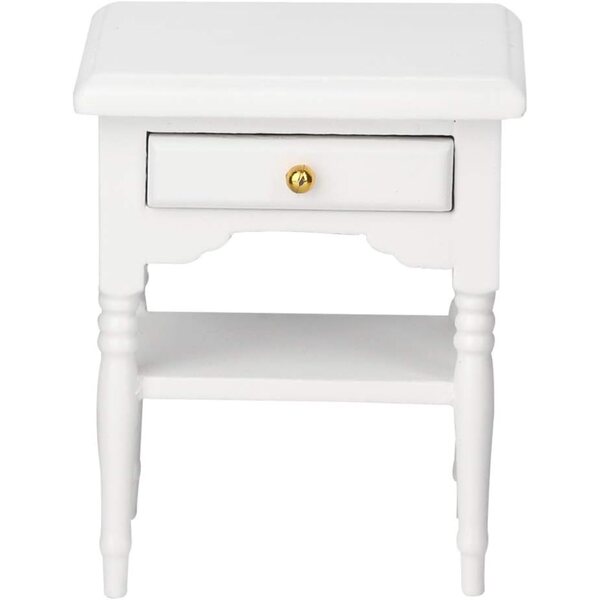 Mini Comodino in Legno Bianco per Casa delle Bambole - Design Compatto ed Elegante