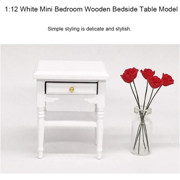 Mini Comodino in Legno Bianco per Casa delle Bambole - Design Compatto ed Elegante