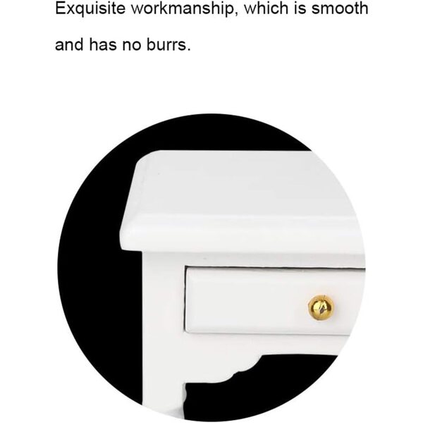 Mini Comodino in Legno Bianco per Casa delle Bambole - Design Compatto ed Elegante