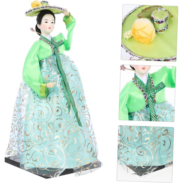 SOIMISS bambola Hanbok coreana in seta – statuetta decorativa fatta a mano e souvenir culturale