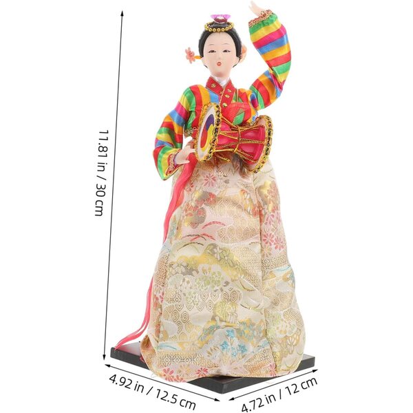 Bambola Hanbok coreana fatta a mano in seta - Miniatura tradizionale per la decorazione d'interni