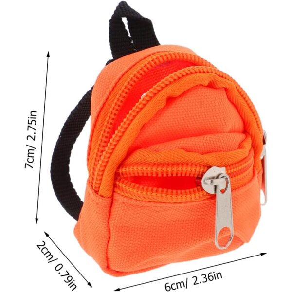 Mini sac à dos in tessuto arancione per casa delle bambole, accessorio decorativo realistico