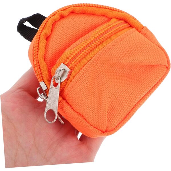 Mini sac à dos in tessuto arancione per casa delle bambole, accessorio decorativo realistico
