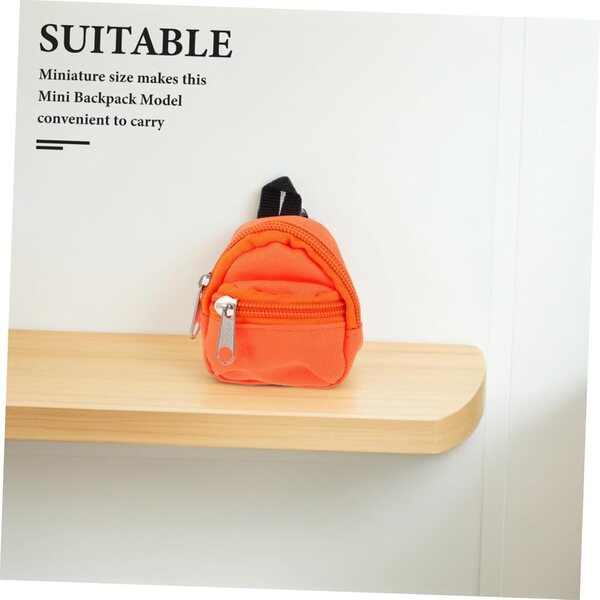 Mini sac à dos in tessuto arancione per casa delle bambole, accessorio decorativo realistico