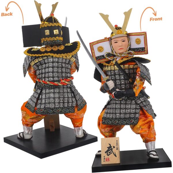 bambole Samouraï Japonaise in Legno e Tessuto - Decorazione Tradizionale Elegante