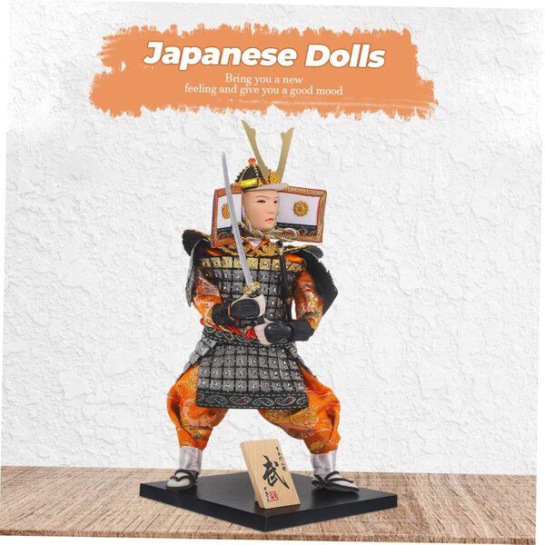 bambole Samouraï Japonaise in Legno e Tessuto - Decorazione Tradizionale Elegante