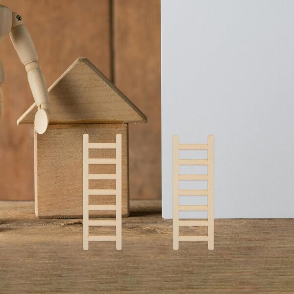 Mini-Holzleiter 2-teilig für Puppenhaus, realistisches und kompaktes Design
