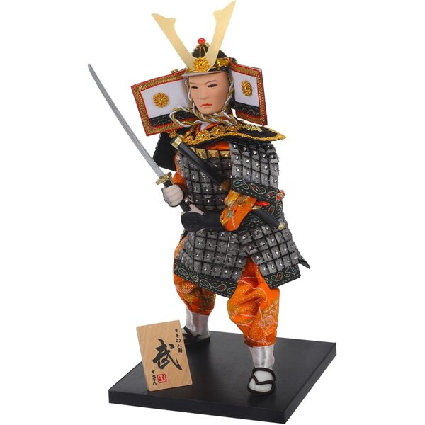Bambola samurai giapponese in tessuto, ornamento interno, arredamento giapponese per ufficio